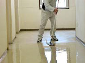 バブルウォーターPRO使用例 モップ床ワックス